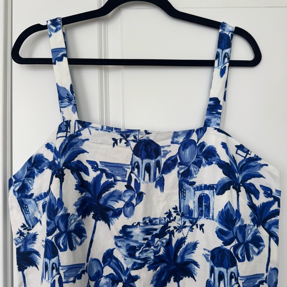 LOFT Corfu Weekend Linen Blue White Dress NWT - Picture 3 of 7